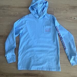 Vineyard Vines Girls 100% Cotton Hooded T-Shirt Whale Logo Sz M